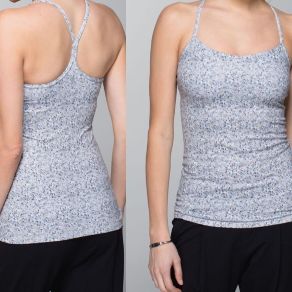 Lululemon Power Y Tank Luon Petite Fleur Silver Spoon EUC Size 8 - Picture 6 of 9